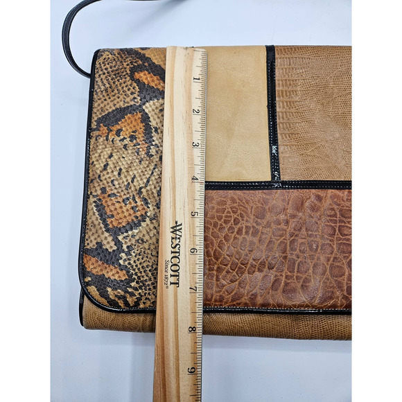 Vintage Sharif Animal Print Leather Crossbody Purse Clutch with‎ Strap Snakeskin - Picture 4 of 12